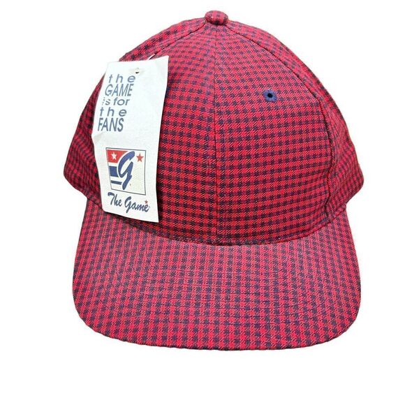 VTG NOS NWT The Game Hat Cap Strapback Red Black Check Plaid Hip Hop - Picture 1 of 5
